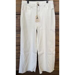 Easel Jeans Women's Large White Wide Leg Relaxed Denim High Rise NWT 27x29